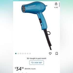 BaBylissPRO Nano Titanium Travel Dryer, Blue